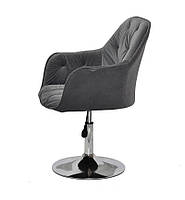 Крісло Mario CH-Base сірий велюр В-1004, на хромованій опорі, поворотне з регулюванням висоти, фото 3