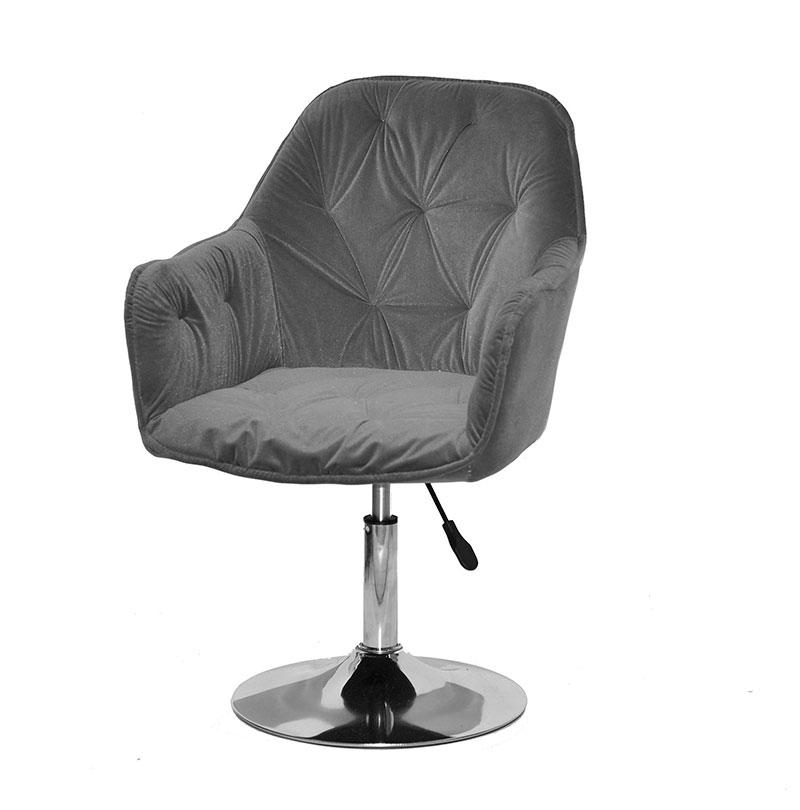 Крісло Mario CH-Base сірий велюр В-1004, на хромованій опорі, поворотне з регулюванням висоти, фото 1