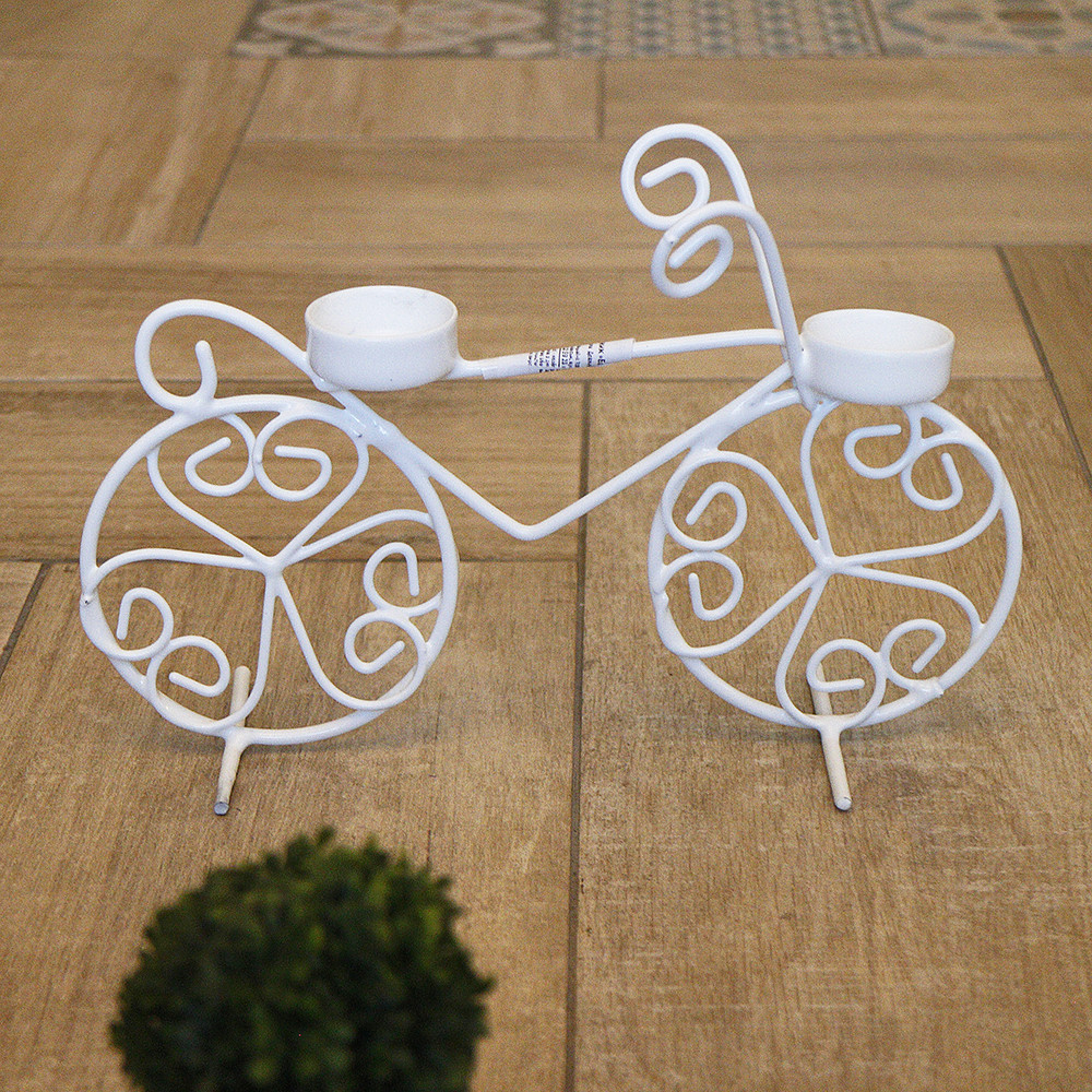 Підсвічник білий велосипед 2-х колісний 18*28 см з кераміки