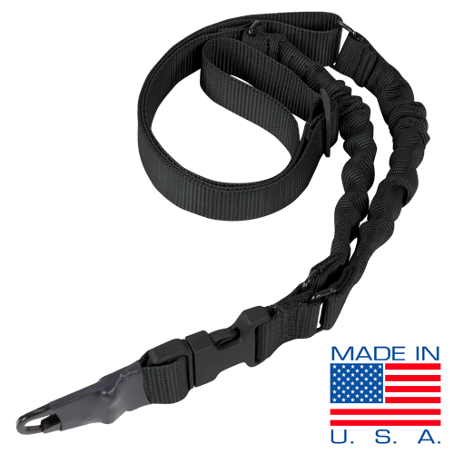 Одноточковий ремінь стрілецький Condor ADDER Double Bungee One Point Sling US1022 Чорний, фото 1
