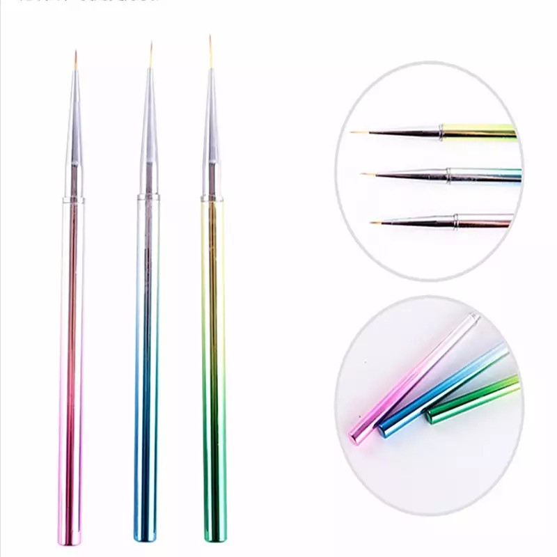 Набір пензлів- лайнер для малювання та дизайну нігтів - 3 шт./уп., фото 1