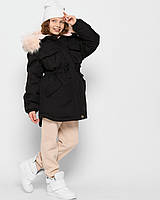 Парка котонова куртка зимова для дівчаток підліткова 6-17 років чорна DT-8332-8  30р