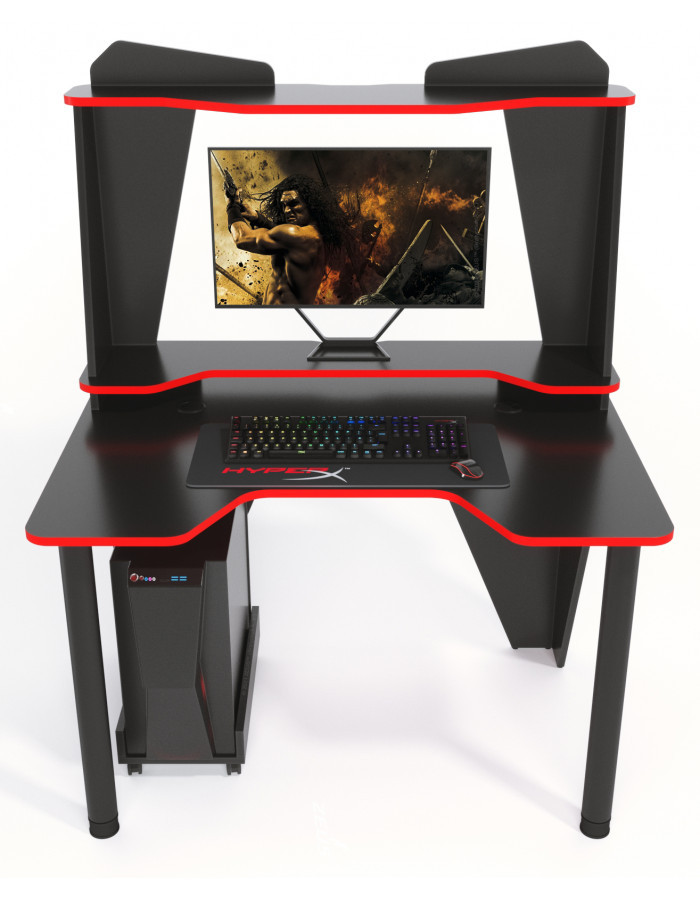 Геймерський стіл ZEUS IVAR -2 (1200) ,колір чорний\червоний
