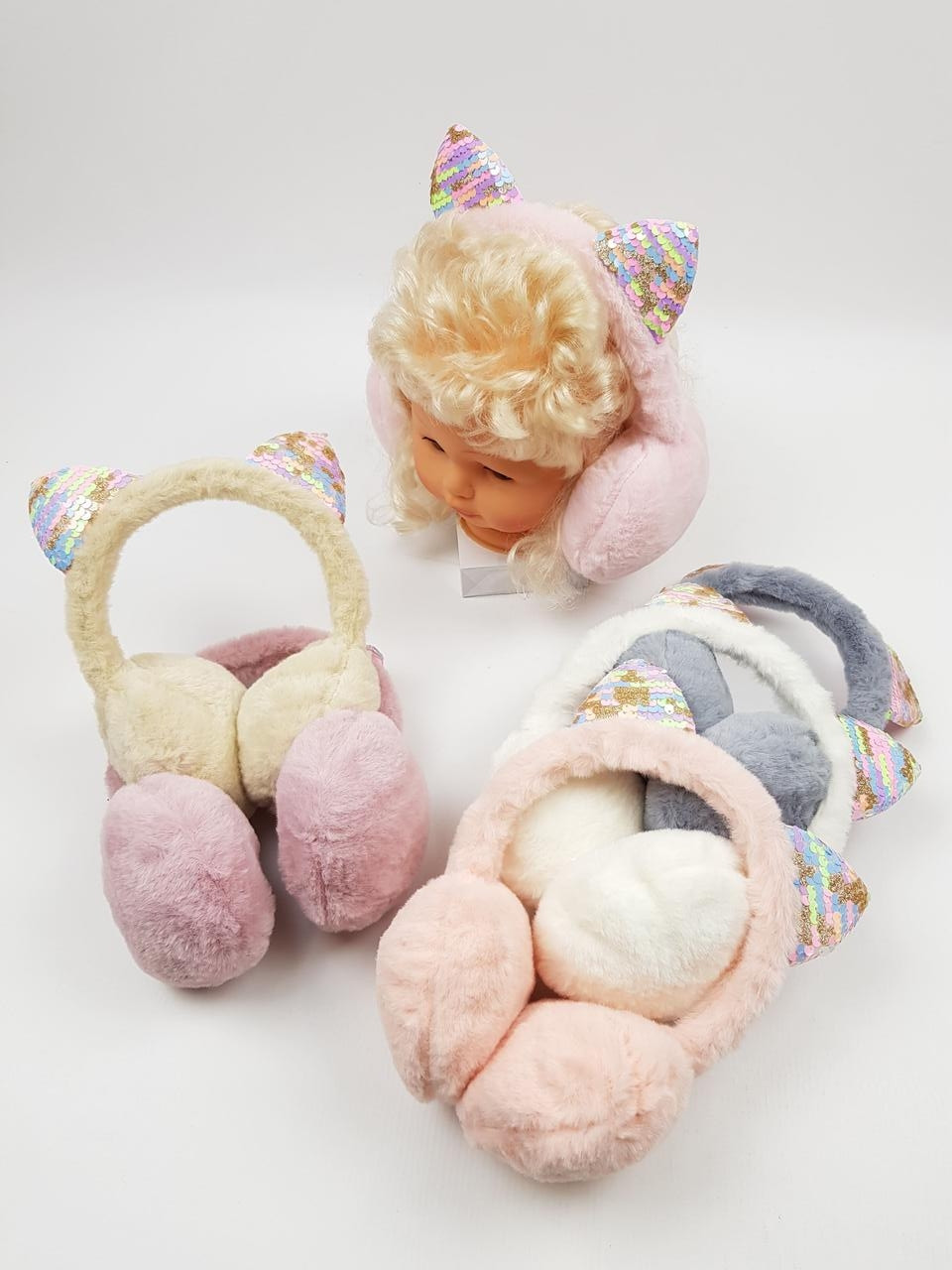 Дитячі хутряні навушники для дівчаток оптом, фото 1