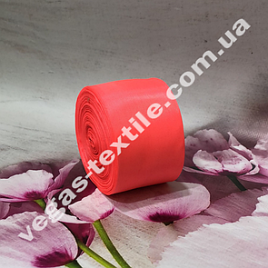 Шовкова стрічка 5 см Кораловий (моток 50 м)