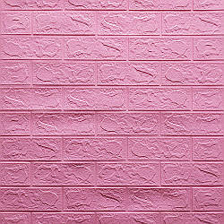 3д панель декор стін Цегла Рожева самоклеючі 3d панелі для стін м'які ПВХ 700x770x3 мм (4-3мм)