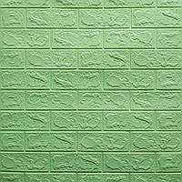 3д панель декор стен Зеленый Кирпич Мята самоклеющиеся 3d панели для стен мягкие ПВХ 700x770x3 мм (12-3мм)