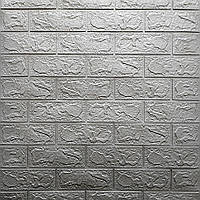 3д панель декор стін Цегла Срібло сірий самоклеючі 3d панелі для стін м'які ПВХ 700x770x3 мм (17-3мм)
