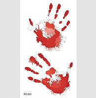 Флеш тату на Хэллоуин "Кровавые руки" - размер 10*6см