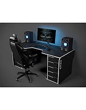 Геймерський стіл ZEUS Viking-1L ,колір чорний\білий, фото 4