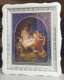 Аналойна ікона Різдво Христове двунадесяті свята у фігурному білому кіоті, розмір 52×42, лік 30*40,26 сюжетів., фото 2