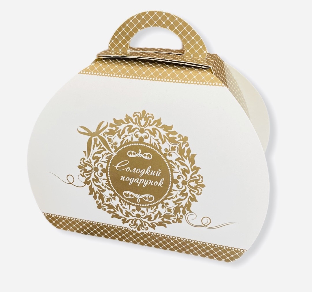 Весільна паперова коробка для караєвого торта шишки Солодкий подарунок Золото