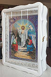 Аналойна ікона Святий Миколай Чудотворець у фігурному білому кіоті, що відкривається,розмір 52×42,лик 30*40,26, фото 7