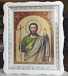 Аналойна ікона Святий Миколай Чудотворець у фігурному білому кіоті, що відкривається,розмір 52×42,лик 30*40,26, фото 4
