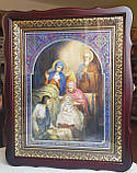 Аналойна ікона Воскресіння Христове у фігурному  білому кіоті, розмір 52×42, лік 30*40,26 сюжетів., фото 2