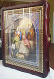 Аналойна ікона Воскресіння Христове у фігурному  білому кіоті, розмір 52×42, лік 30*40,26 сюжетів., фото 3