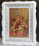 Аналойна ікона П.Б. Покров Двонадесяті свята у білому фігурному кіоті, розмір 32*42, сюжет 20*30, 22 сюжети., фото 8