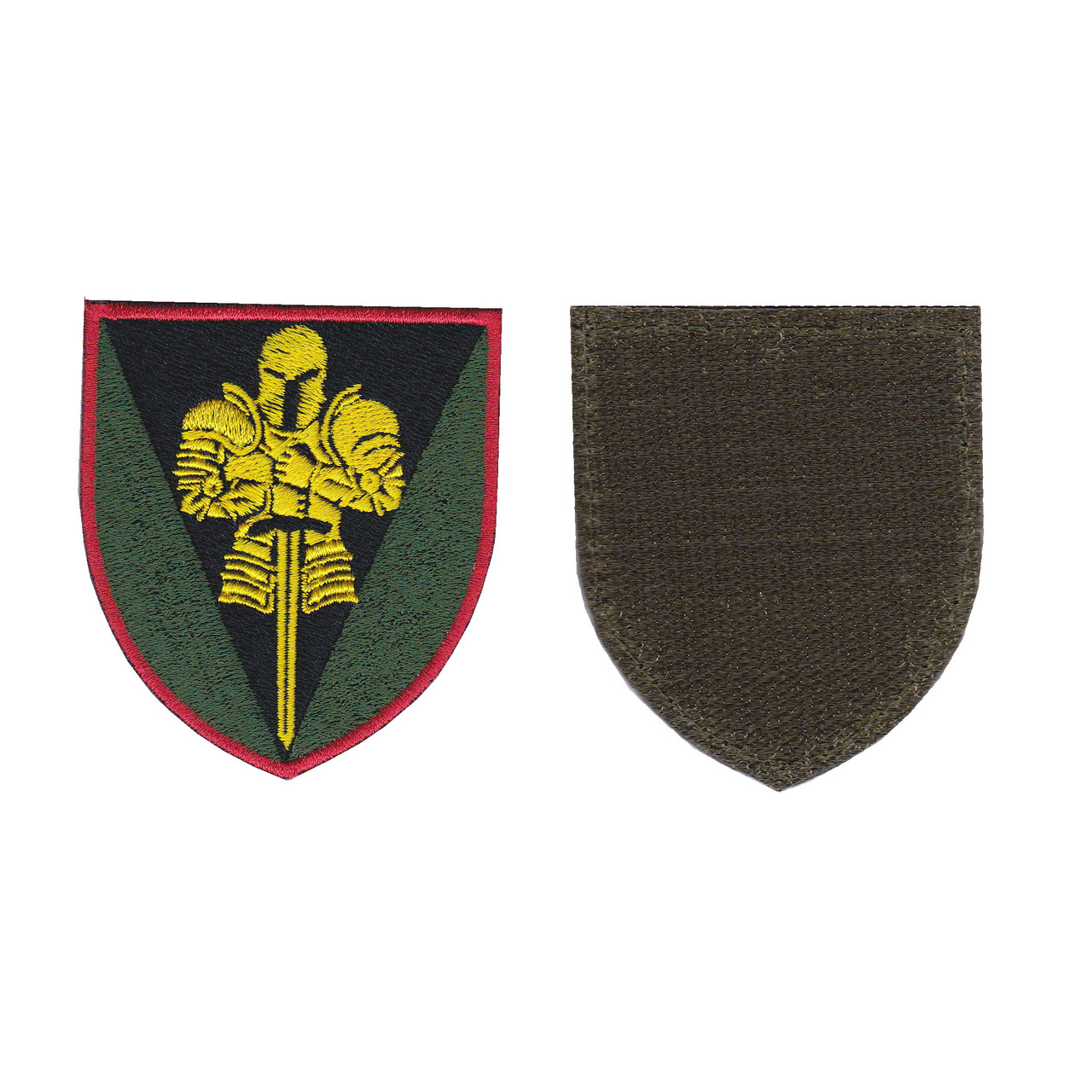 Шеврон військовий / армійський, 17 окрема танкова бригада (лицар), на чорному фоны, ЗСУ. 8 см * 7 см