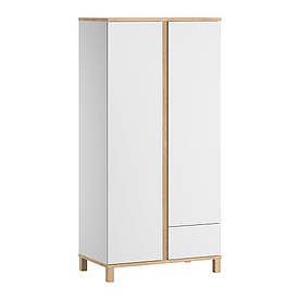 Шафа для спальні дводверна MeBelle CHILL-2 90 х 184 см, ЛДСП білий + дуб сонома, сканді стиль