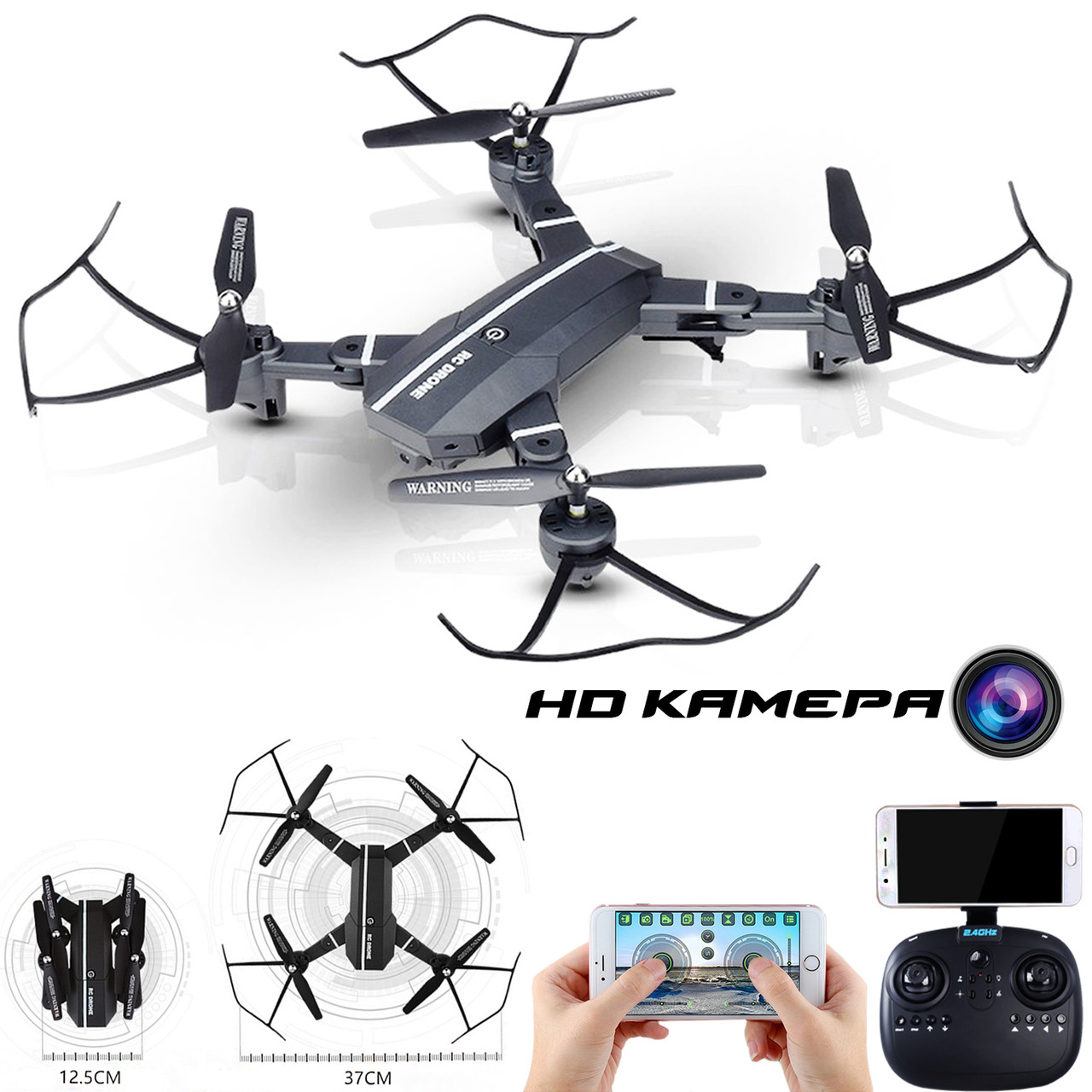 Квадрокоптер з камерою HD WIFI 8807W RC Drone складаний літаючий дрон управління з телефону