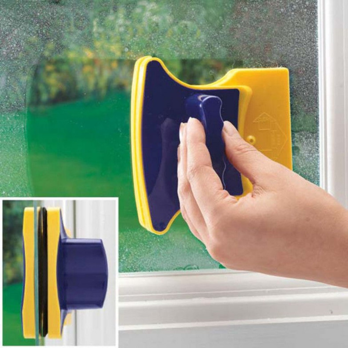 Магнитная щетка приспособление для мытья окон с обеих сторон Glass Wiper Тряпка магнит для мытья окон - фото 5 - id-p1157740282