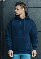 Утеплённая Толстовка на флисе мужская Staff black navy oversize fleece тёмно-синий EE0314