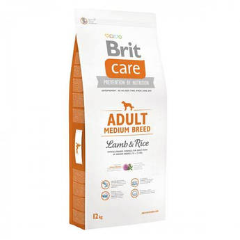 Сухий корм для дорослих собак середніх порід (вагою від 10 до 25 кг) Brit Care Adult Medium Breed Lamb & Rice 12 кг (ягня та рис)