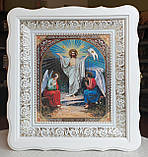 Аналойна ікона Богородиця Покров у фігурному кіоті, що відкривається, розмір кіота 31*35,лик 20*24, 26 сюжетів, фото 8