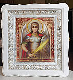 Аналойна ікона Богородиця Покров у фігурному кіоті, що відкривається, розмір кіота 31*35,лик 20*24, 26 сюжетів, фото 5