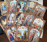 Аналойна ікона Богородиця Покров у фігурному кіоті, що відкривається, розмір кіота 31*35,лик 20*24, 26 сюжетів, фото 10