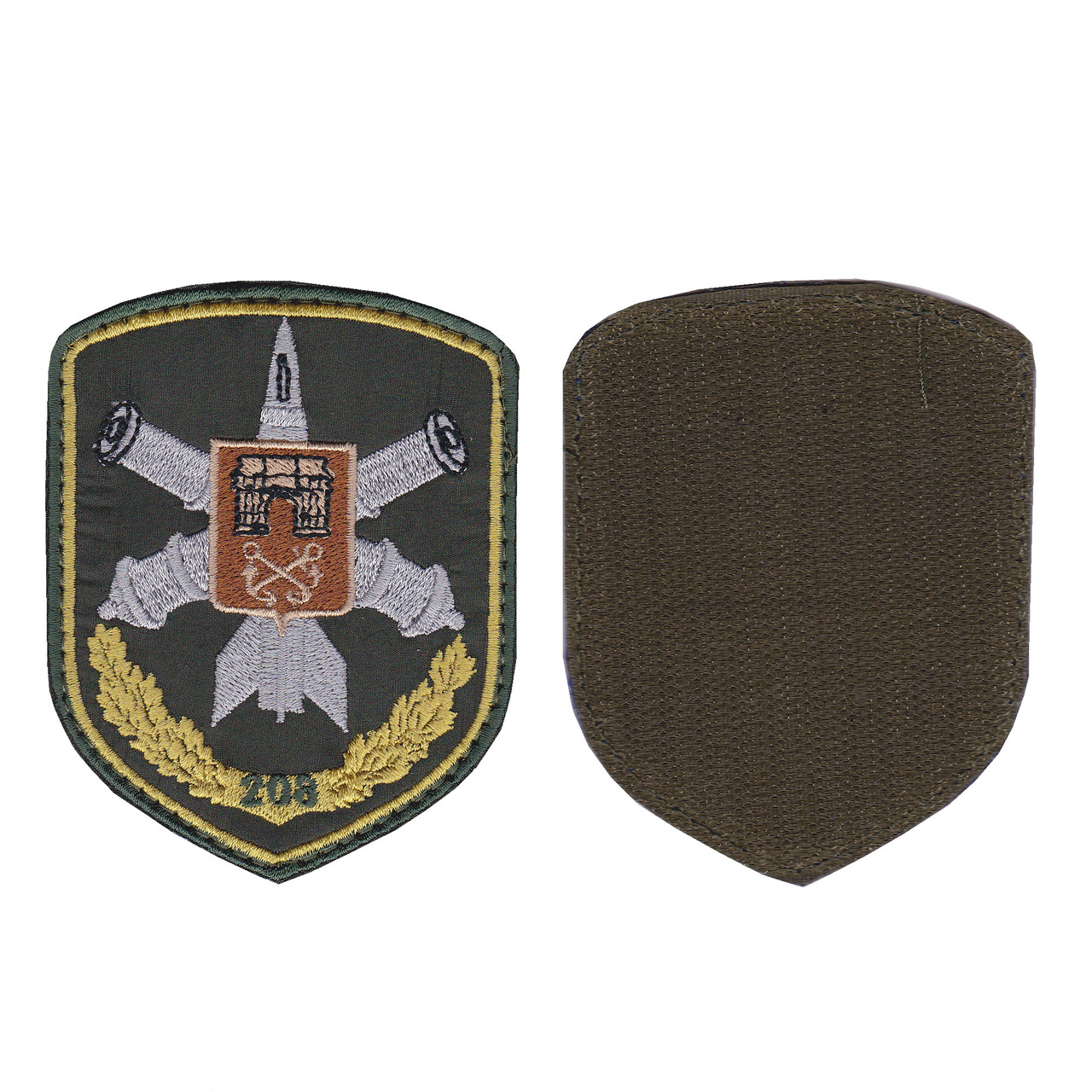 Шеврон військовий / армійський, 208 зенітно ракетна бригада ЗС ППО, на липучці, на оливці, ЗСУ. 10 см * 8 см