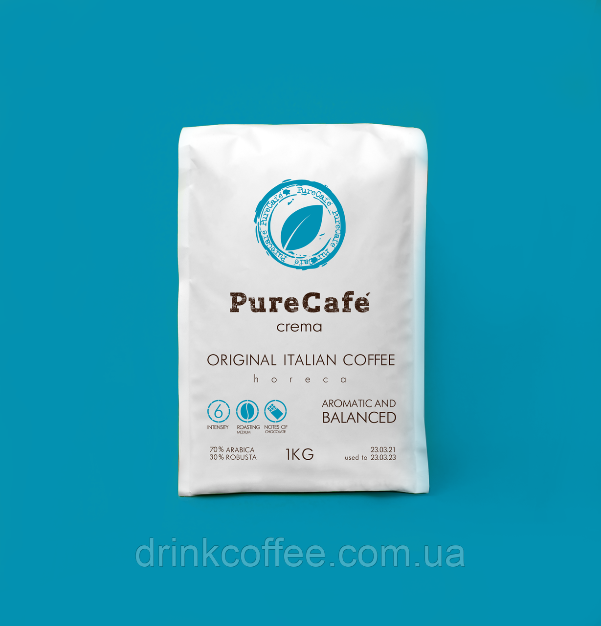 Кава PureCafe Crema зерно 70% Арабіки 30% Робусти Італія 1кг