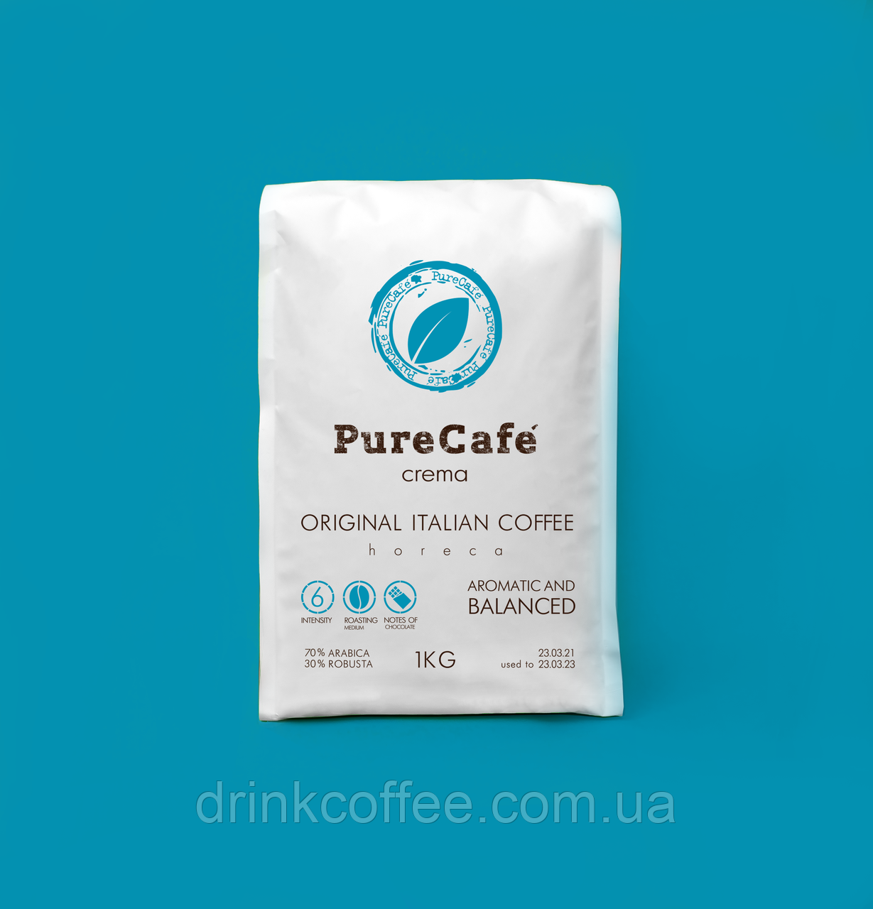 Кофе PureCafe Crema зерно 70% Арабики 30% Робусты Италия 1кг - фото 1 - id-p377147735
