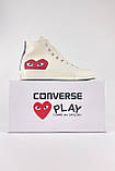 Чоловічі / жіночі кеди Converse Beige x Comme Des Garçons Play, унісекс бежеві кеди конверс, фото 2