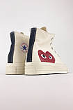 Чоловічі / жіночі кеди Converse Beige x Comme Des Garçons Play, унісекс бежеві кеди конверс, фото 5