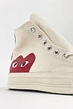 Чоловічі / жіночі кеди Converse Beige x Comme Des Garçons Play, унісекс бежеві кеди конверс, фото 7