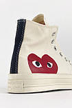 Чоловічі / жіночі кеди Converse Beige x Comme Des Garçons Play, унісекс бежеві кеди конверс, фото 8
