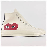 Чоловічі / жіночі кеди Converse Beige x Comme Des Garçons Play, унісекс бежеві кеди конверс