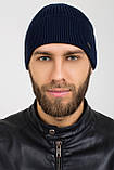 Тепла зимова шапка з відворотом Шапка чоловіча в'язана на флісі Caskona Rocky F сірий, фото 2