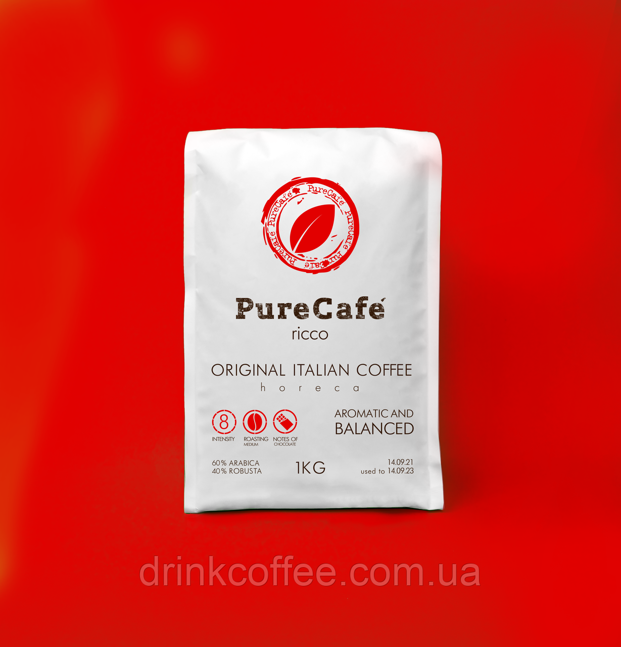 Кофе PureCafe Ricco зерно 60% Арабики 40% Робусты Италия 1кг - фото 1 - id-p509197002