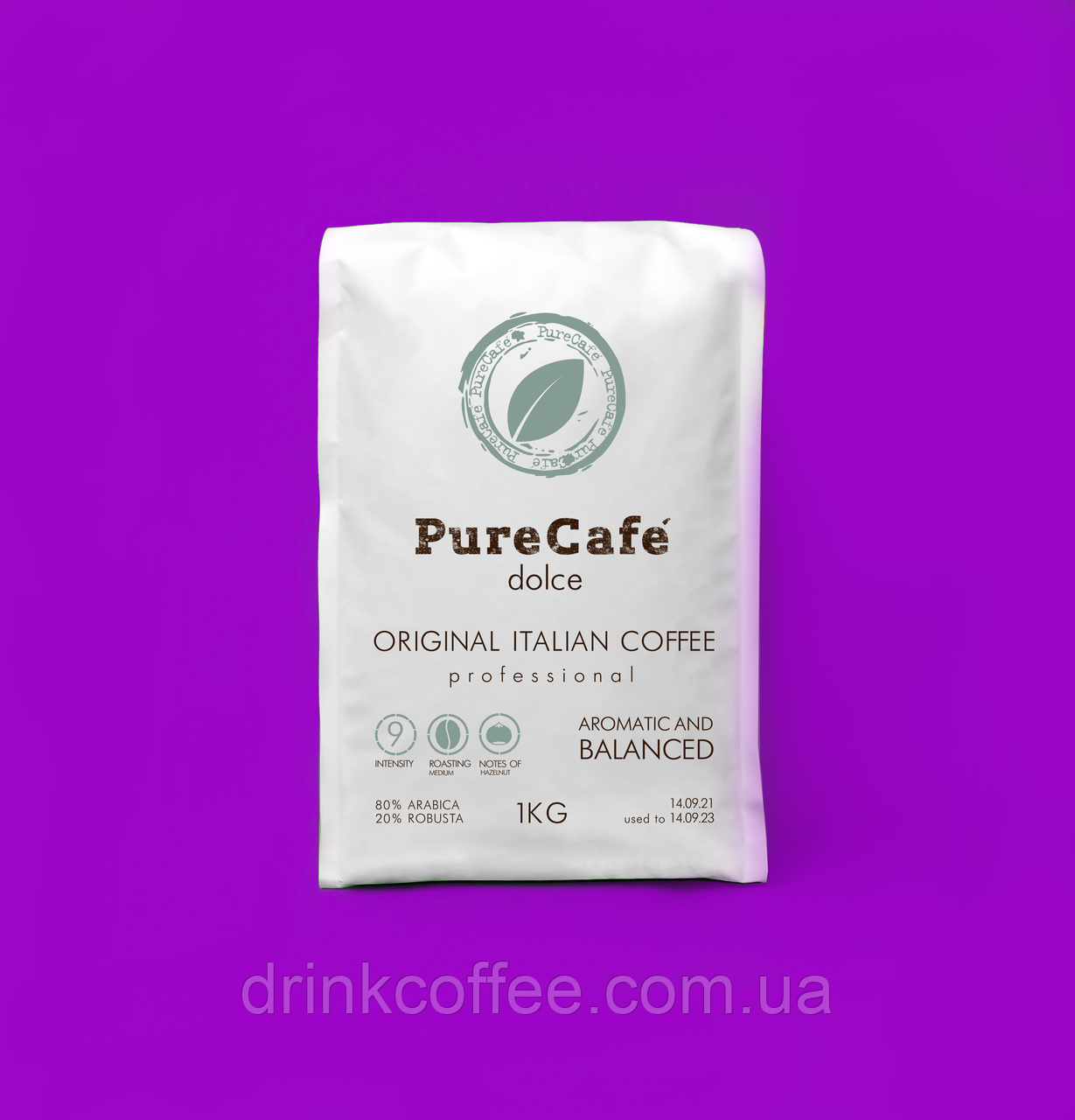 Кофе PureCafe Dolce зерно 80% Арабики 20% Робусты Италия 1кг - фото 1 - id-p377178097