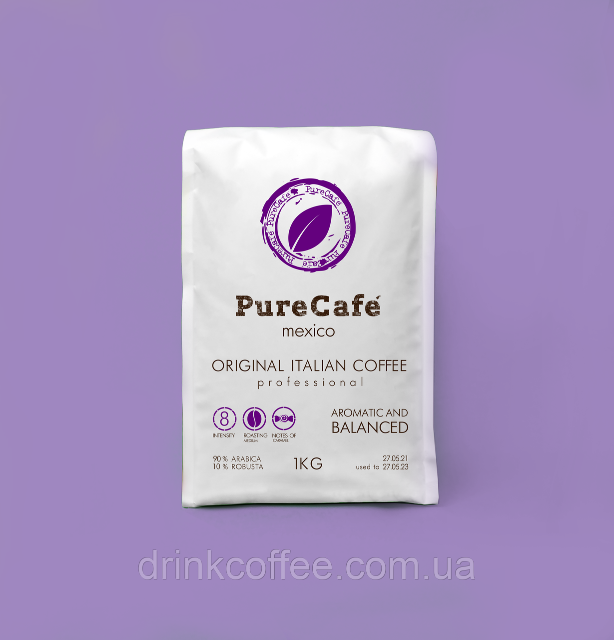 Кава PureCafe Mexico зерно 90% Арабіки 10% Робусти Італія 1кг / терміни 12.10.21г