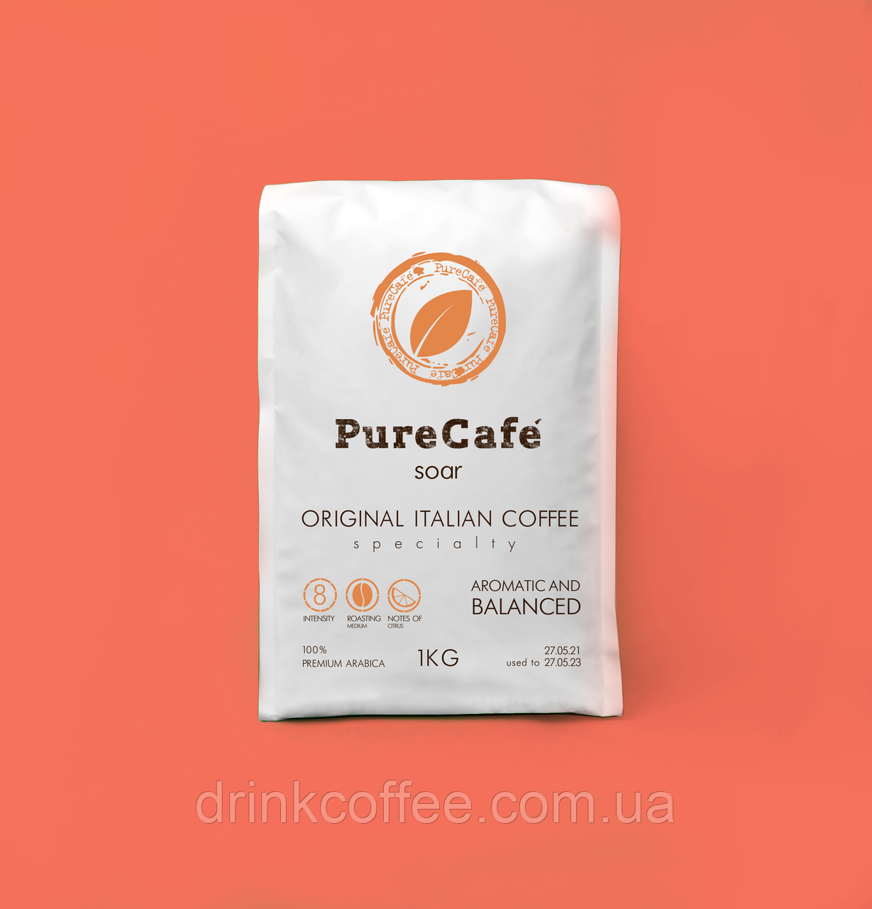 Кофе PureCafe Soar премиум зерно 100% Арабики Италия 1кг - фото 1 - id-p377264175