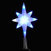 Верхушка звезда на елку 20 см светодиодная 16 LED Сине-белый