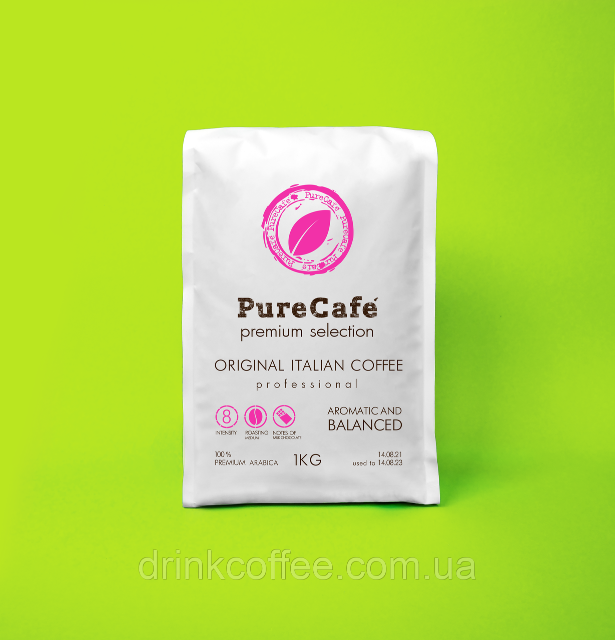 Кава PureCafe Premium selection преміум зерно 100% Арабіки Італія 1кг