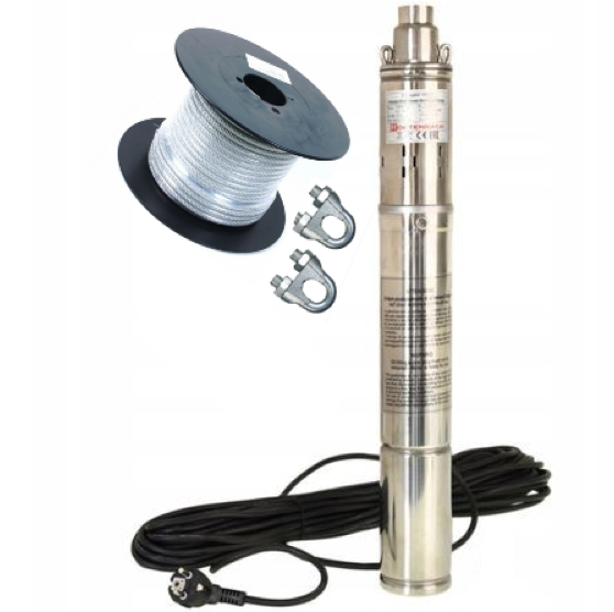 Заглибний глибинний насос для свердловин WISLA тонкий 75 мм 3QJD 1-40-0.55 з тросом 5 років ГАРАНТІЯ, фото 1