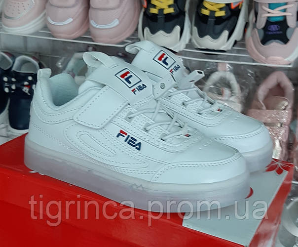 Белые кроссовки LED подсветка светящиеся детские 27(16,8)29(18 ...