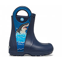 Дитячі демісезонні чоботи акула Crocs Fun Lab Shark Patch Rain Boot