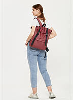 Стильный женский рюкзак Sambag RollTop LSH цвет бордо Красивый рюкзак из искуственной кожи Рюкзак в спортзал