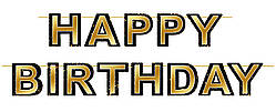 Паперова гірлянда  принт "Happy Birthday" Black-Gold 250см